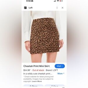 LOFT Cheetah print mini skirt. Size 2 petite. NWT